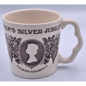 Mason's Ironstone Queen Elizabeth II Silver Jubilee Mug 1977 Prince Philip Brown